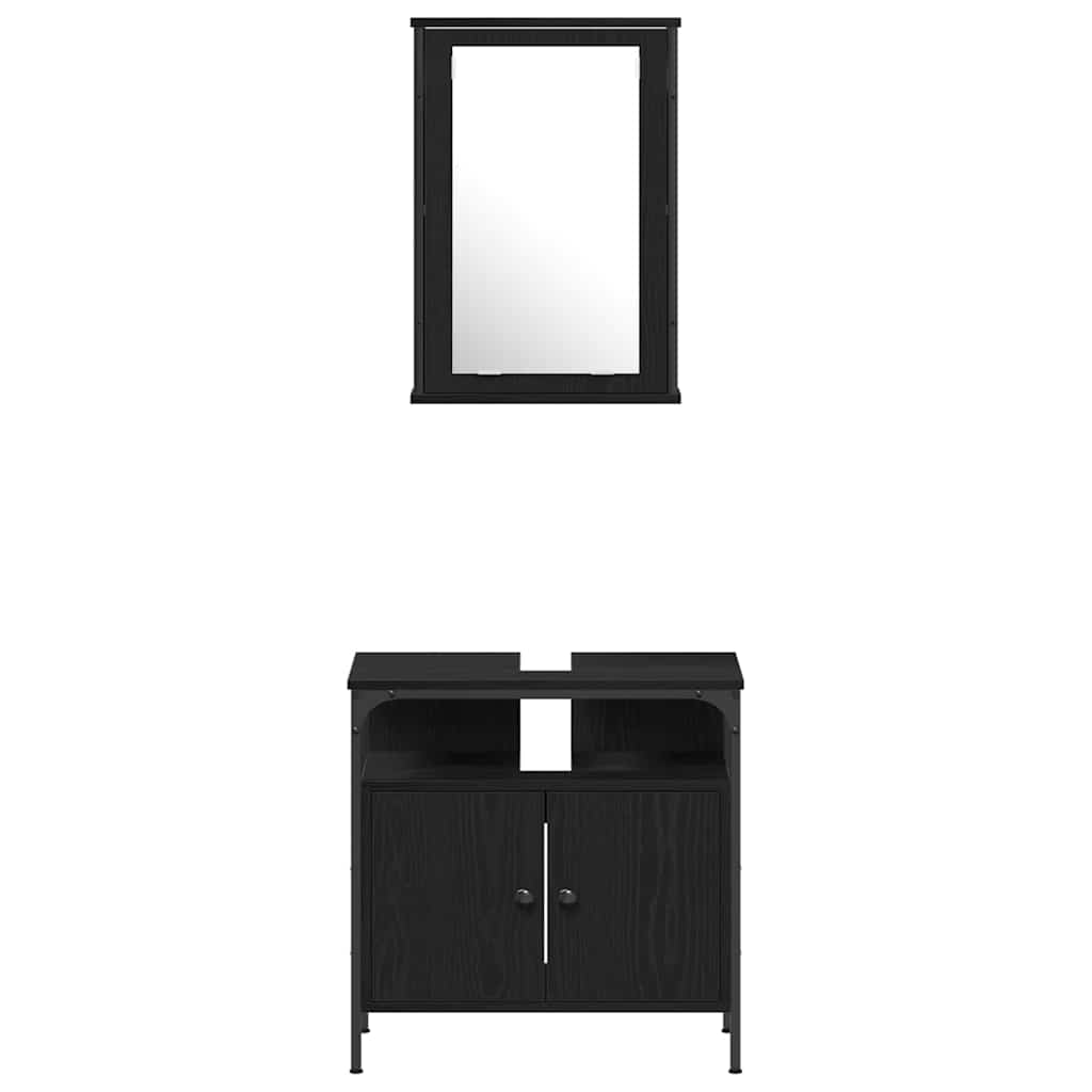 Bathroom Furniture Set 4 pcs Black oak Engineered wood