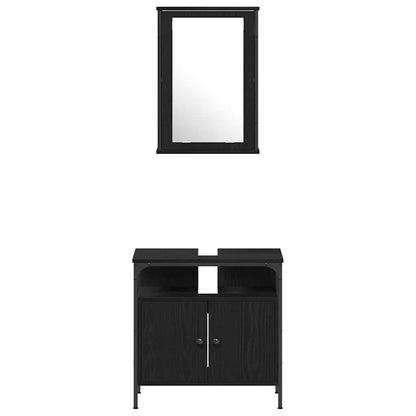 Bathroom Furniture Set 4 pcs Black oak Engineered wood