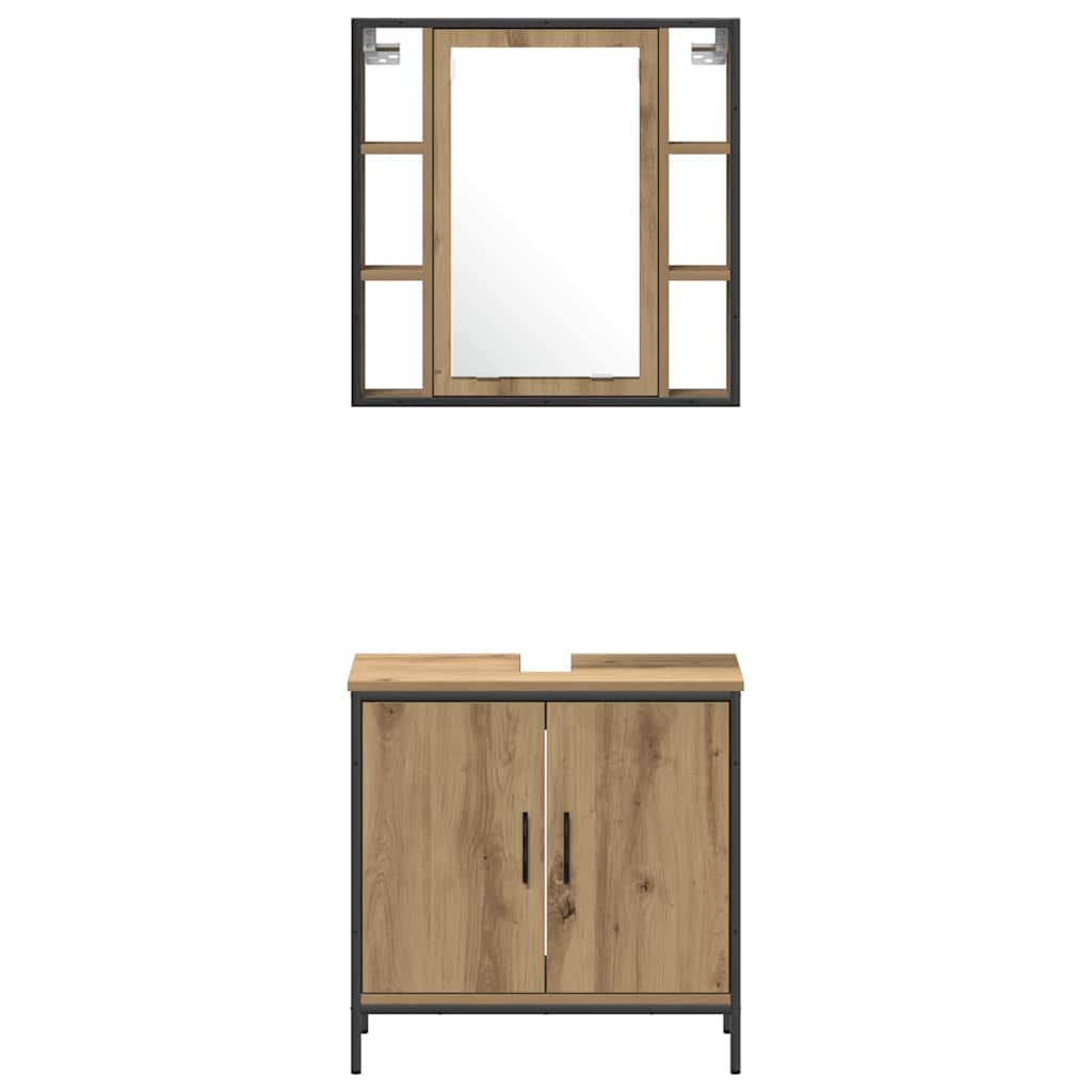 Bathroom Furniture Set with Shelf 4 pcs Brown Engineered wood