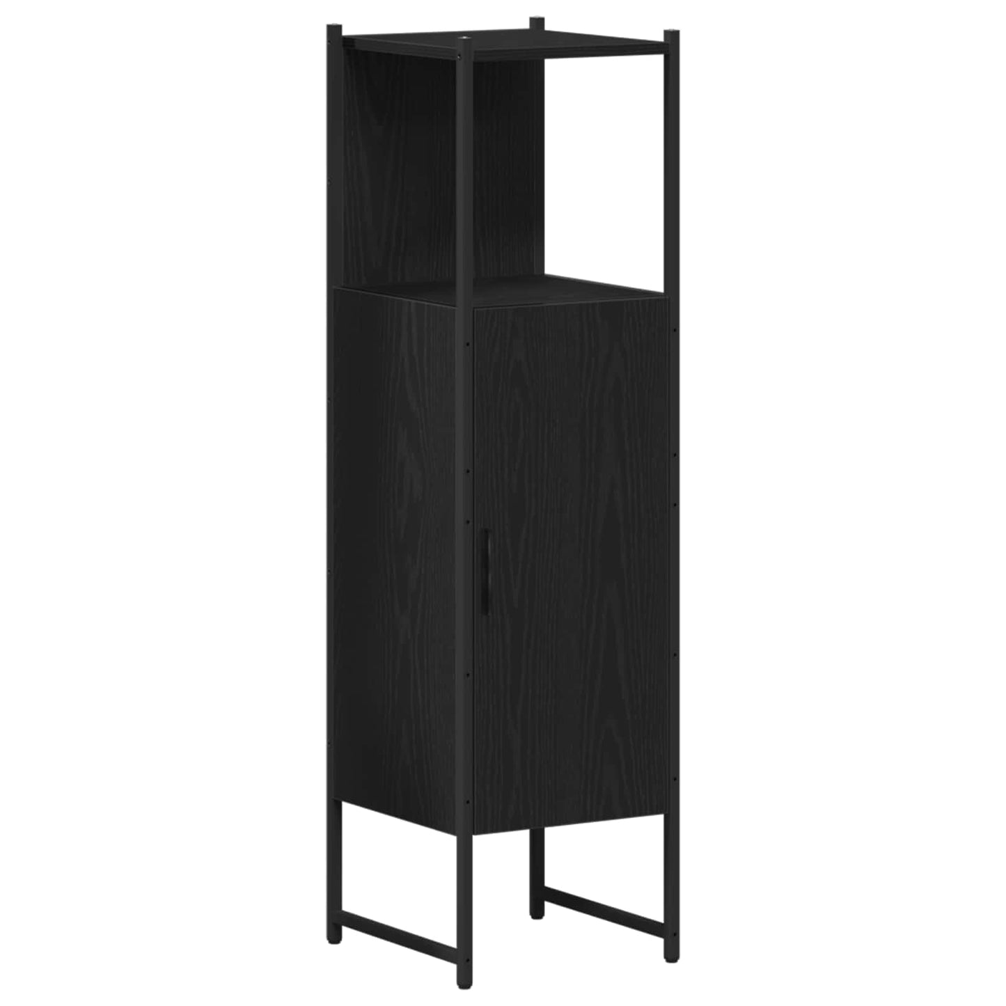 Bathroom Furniture Set with Shelf 4 pcs Black Engineered wood