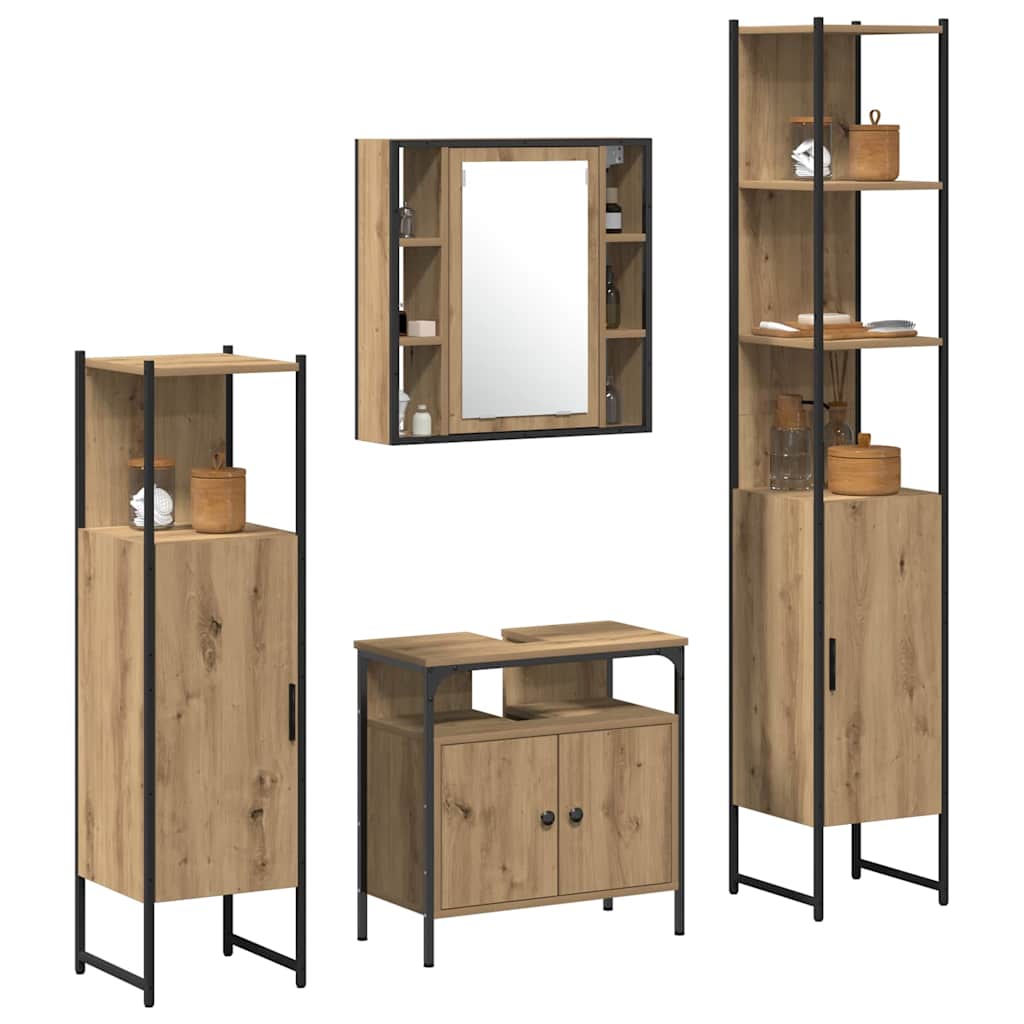 Bathroom Furniture Set 4 pcs Artisan Oak Engineered Wood