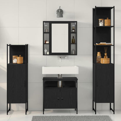 Bathroom Furniture Set 4 pcs Black Oak Engineered Wood