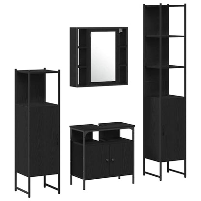 Bathroom Furniture Set 4 pcs Black Oak Engineered Wood