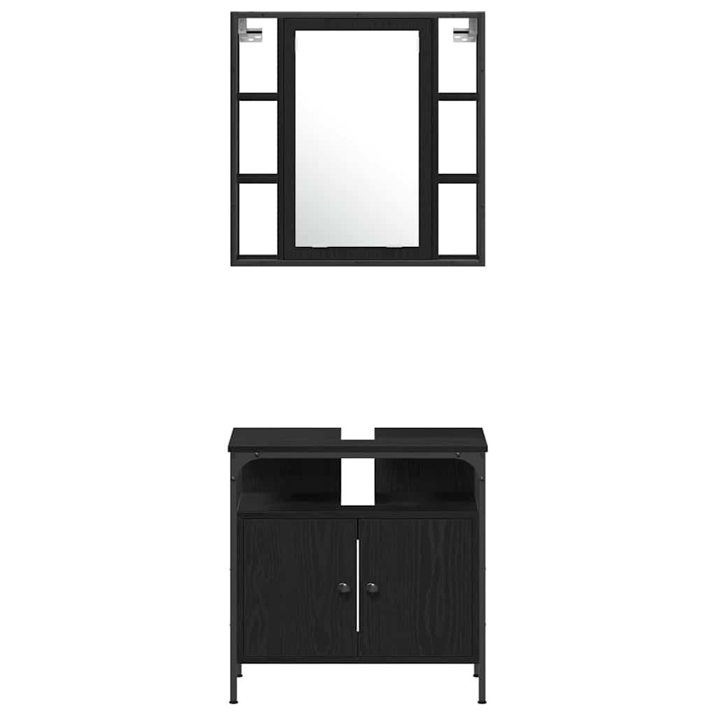 Bathroom Furniture Set 4 pcs Black Oak Engineered Wood
