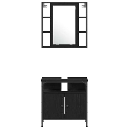 Bathroom Furniture Set 4 pcs Black Oak Engineered Wood