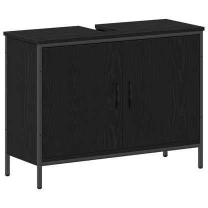Bathroom Furniture Set with Shelf 4 pcs Black Engineered wood