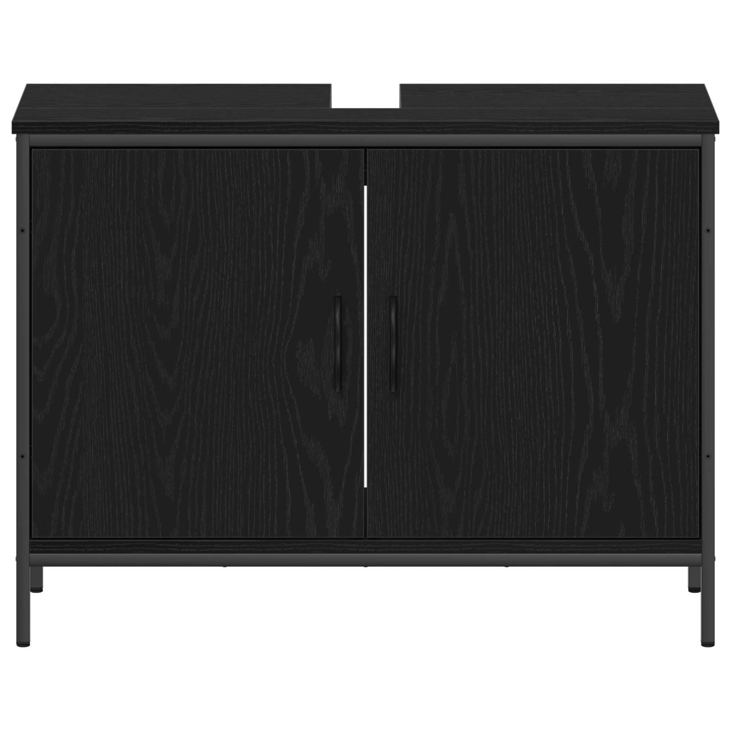 Bathroom Furniture Set with Shelf 4 pcs Black Engineered wood