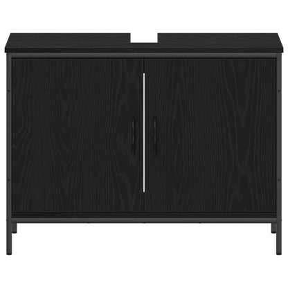 Bathroom Furniture Set with Shelf 4 pcs Black Engineered wood