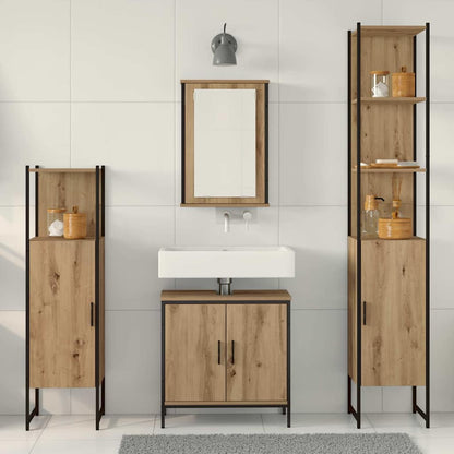 Bathroom Furniture Set with Shelf 4 pcs Brown Engineered wood