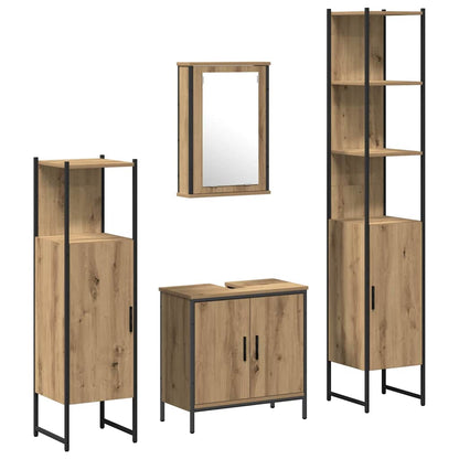 Bathroom Furniture Set with Shelf 4 pcs Brown Engineered wood