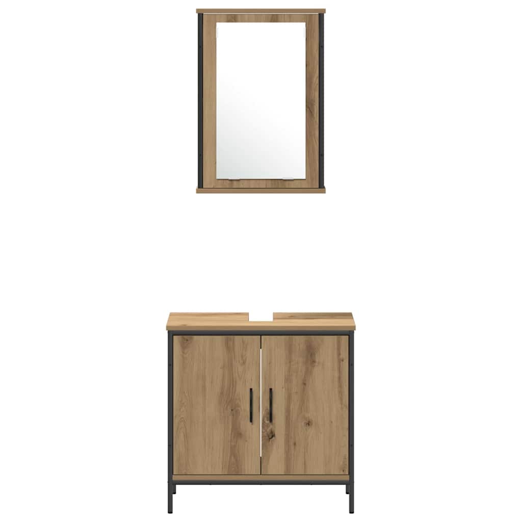 Bathroom Furniture Set with Shelf 4 pcs Brown Engineered wood