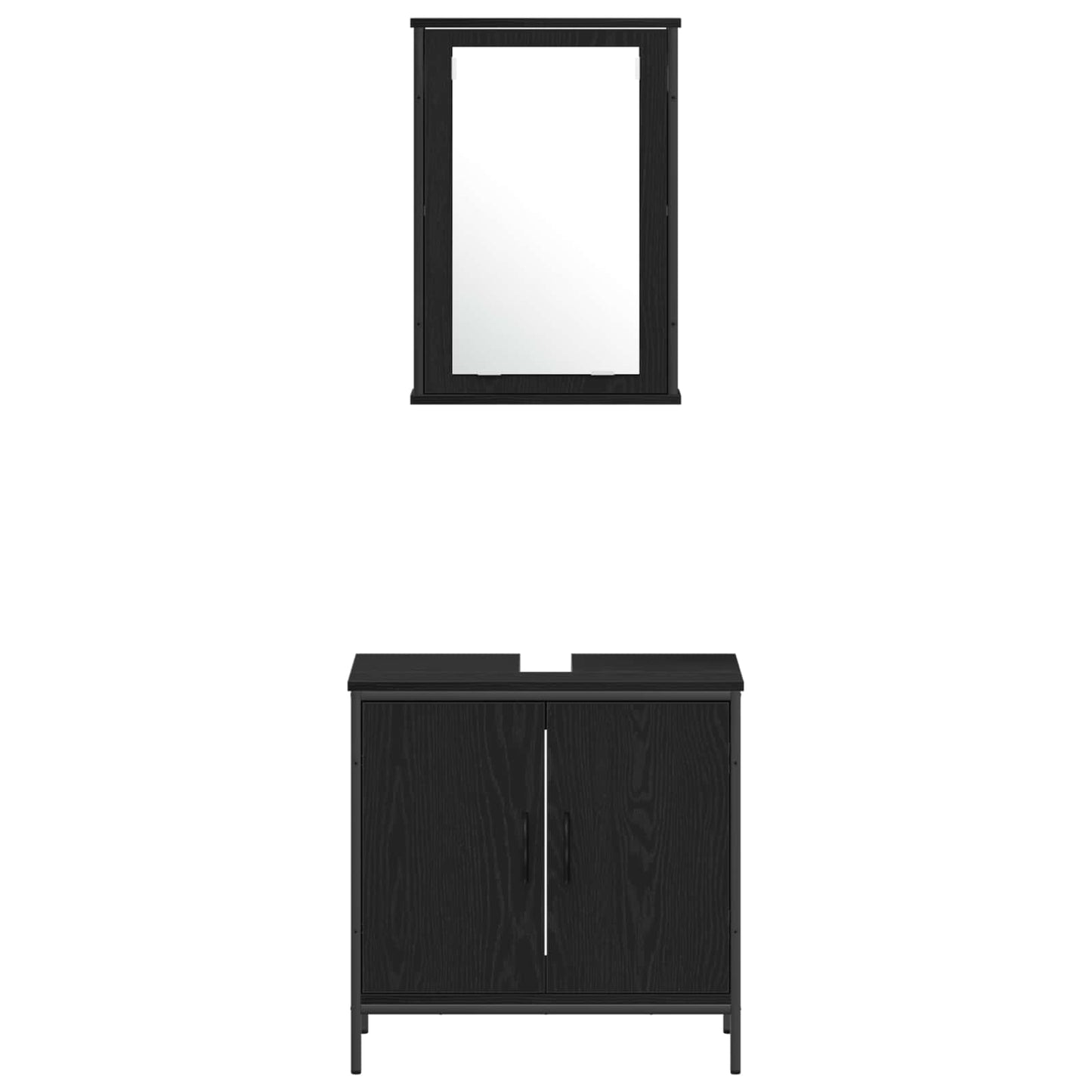 Bathroom Furniture Set with Shelf 4 pcs Black Engineered wood