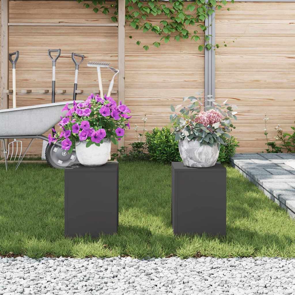 Plant Stand 2 pcs Black 24 x 24 x 35 cm Steel