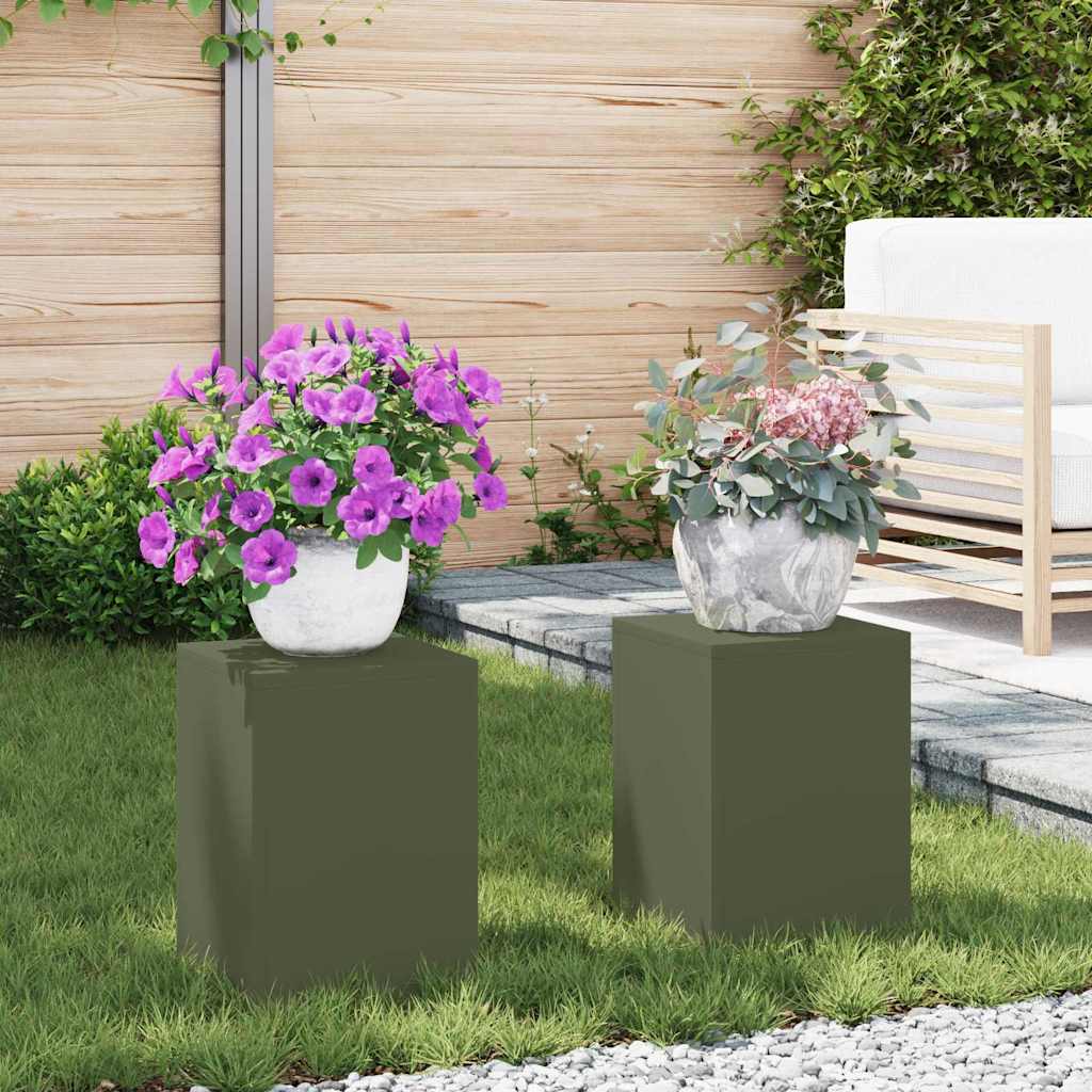 Plant Stand 2 pcs Olive green 24 x 24 x 35 cm Steel