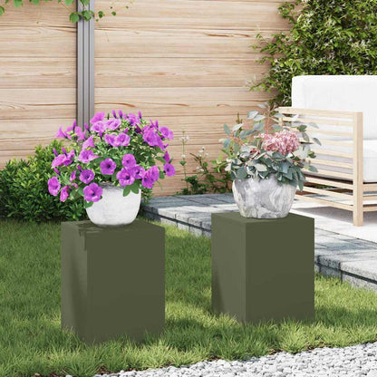 Plant Stand 2 pcs Olive green 24 x 24 x 35 cm Steel