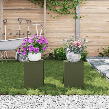 Plant Stand 2 pcs Olive green 24 x 24 x 35 cm Steel