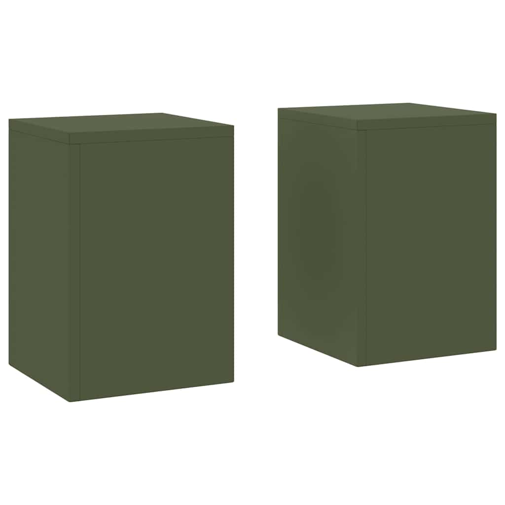 Plant Stand 2 pcs Olive green 24 x 24 x 35 cm Steel