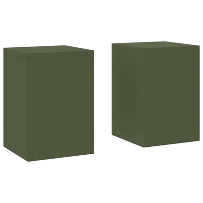 Plant Stand 2 pcs Olive green 24 x 24 x 35 cm Steel