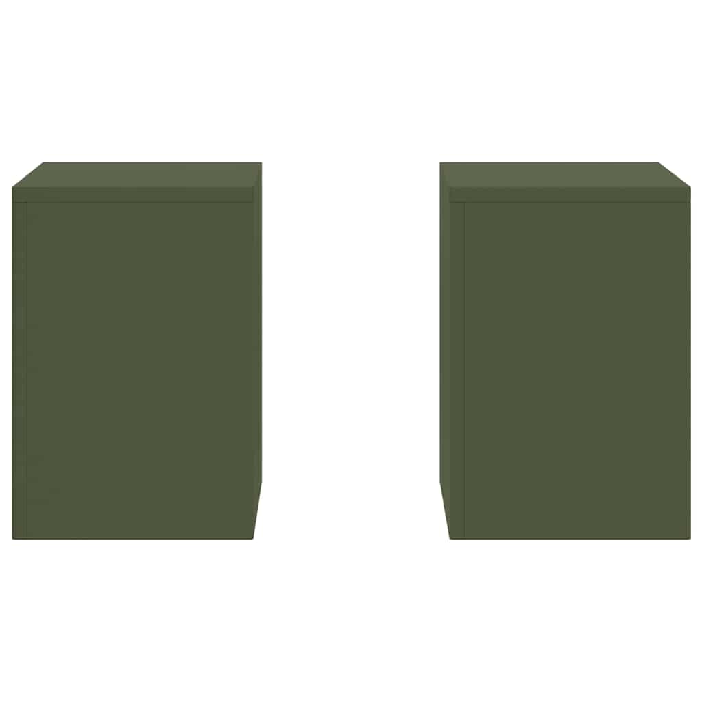 Plant Stand 2 pcs Olive green 24 x 24 x 35 cm Steel