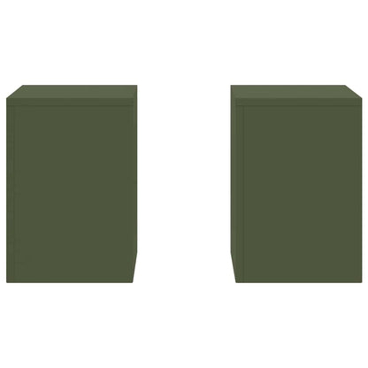 Plant Stand 2 pcs Olive green 24 x 24 x 35 cm Steel