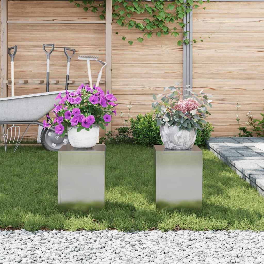 Plant Stand 2 pcs Silver 24 x 24 x 35 cm Stainless steel