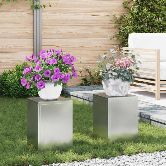 Plant Stand 2 pcs Silver 24 x 24 x 35 cm Galvanised steel