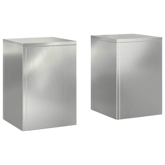 Plant Stand 2 pcs Silver 24 x 24 x 35 cm Galvanised steel