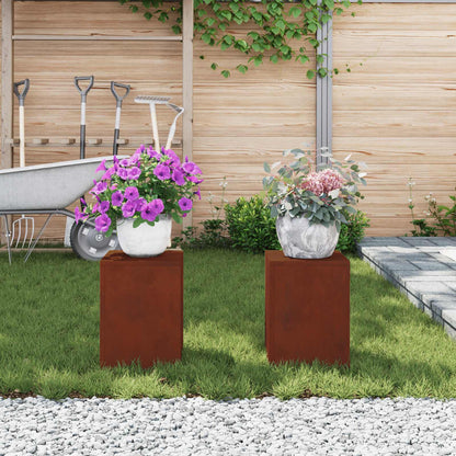 Plant Stand 2 pcs Rusty 24 x 24 x 35 cm Weathering Steel