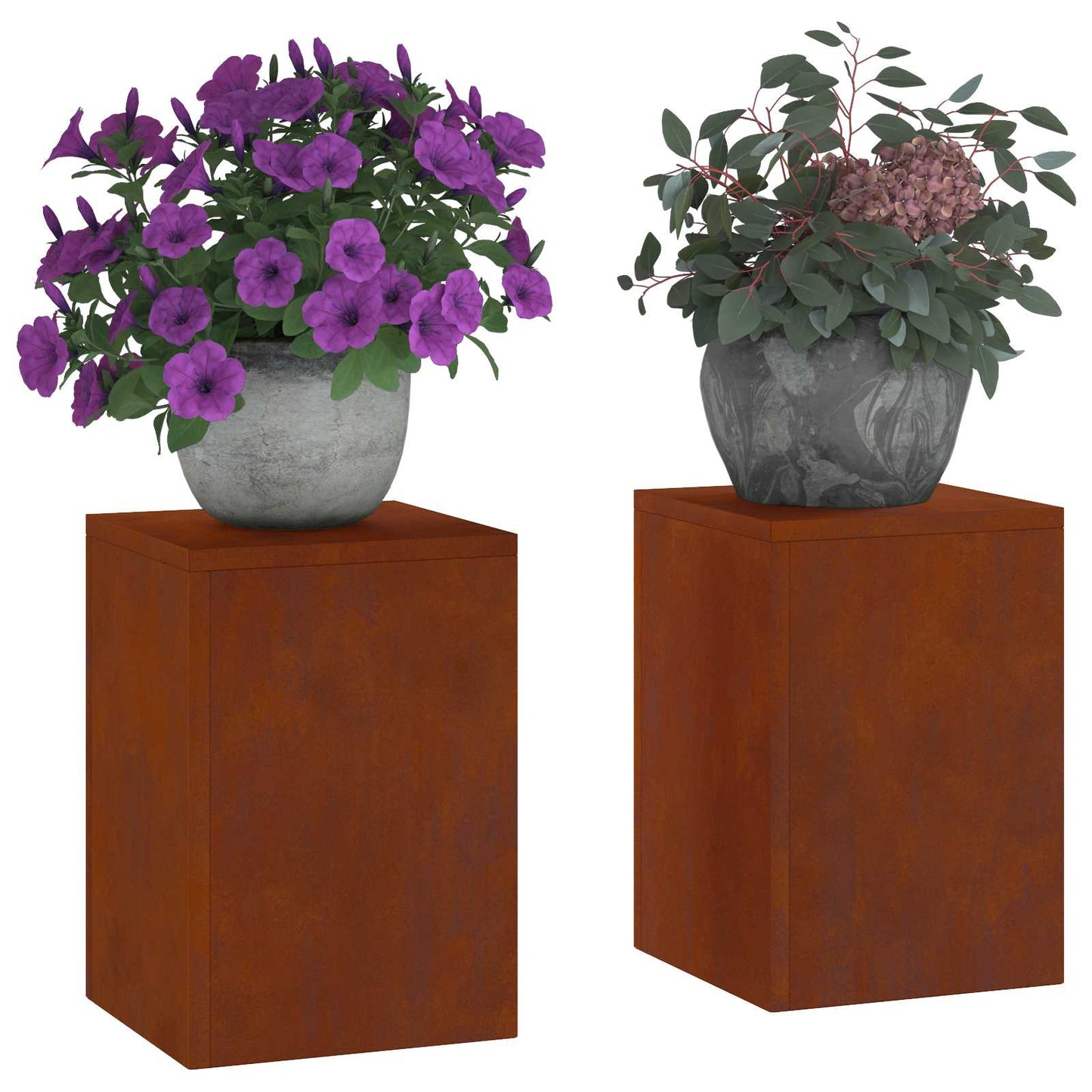 Plant Stand 2 pcs Rusty 24 x 24 x 35 cm Weathering Steel