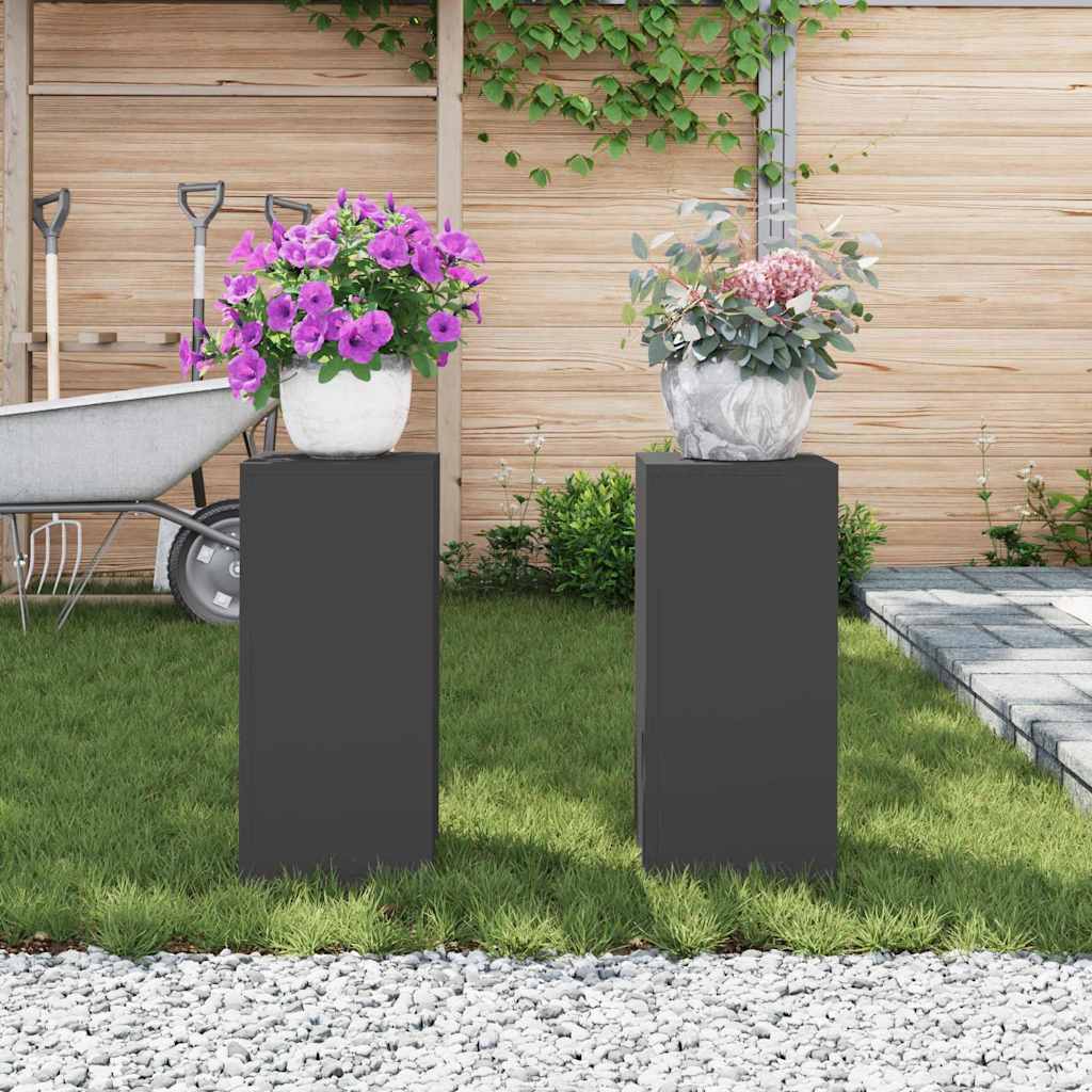 Plant Stand 2 pcs Black 24 x 24 x 55 cm Steel