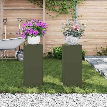 Plant Stand 2 pcs Olive green 24 x 24 x 55 cm Steel