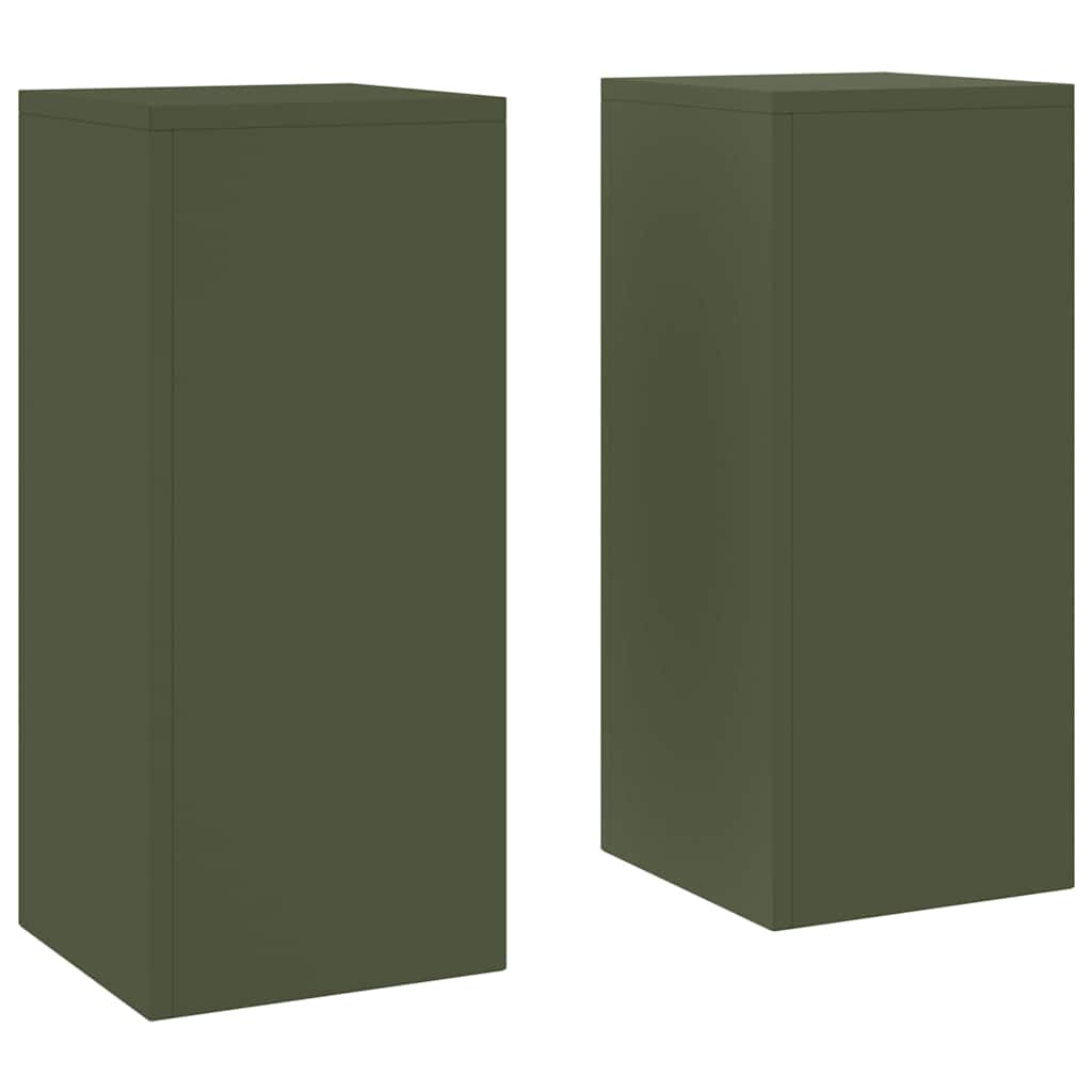 Plant Stand 2 pcs Olive green 24 x 24 x 55 cm Steel