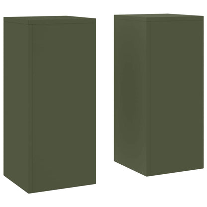 Plant Stand 2 pcs Olive green 24 x 24 x 55 cm Steel