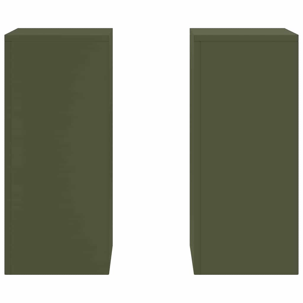 Plant Stand 2 pcs Olive green 24 x 24 x 55 cm Steel