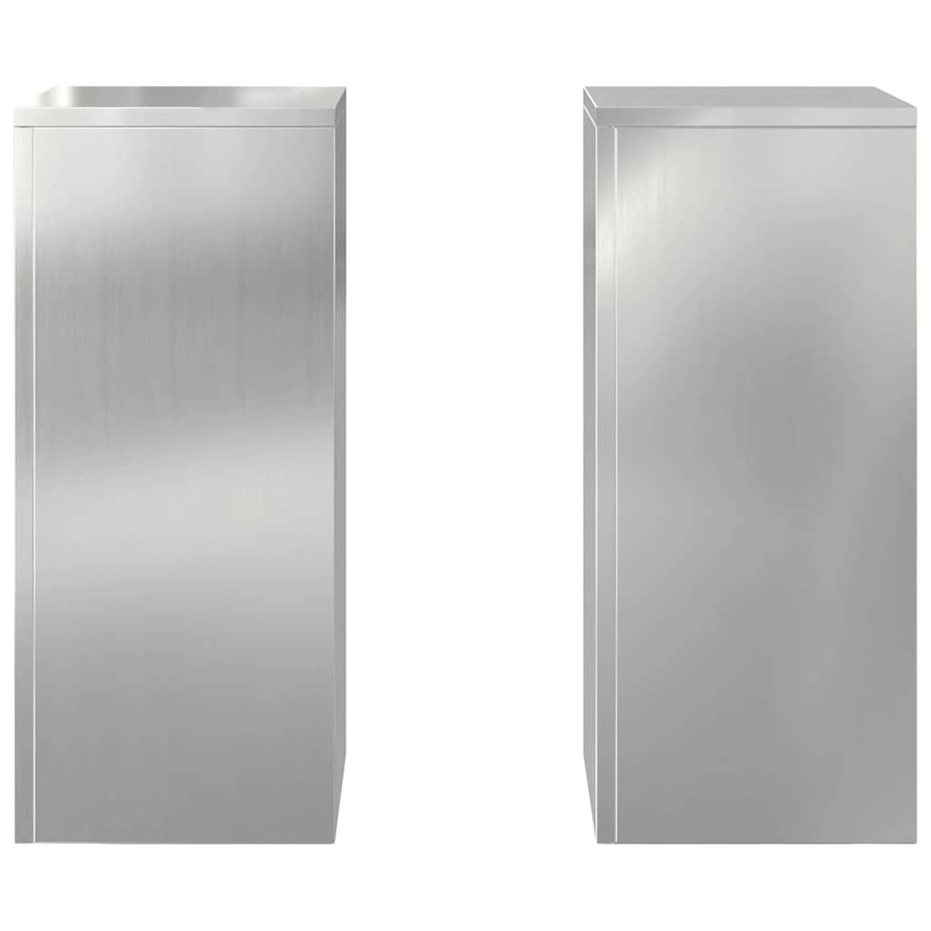 Plant Stand 2 pcs Silver 24 x 24 x 55 cm Galvanised steel