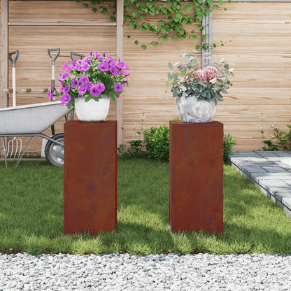 Plant Stand 2 pcs Rusty 24 x 24 x 55 cm Weathering Steel