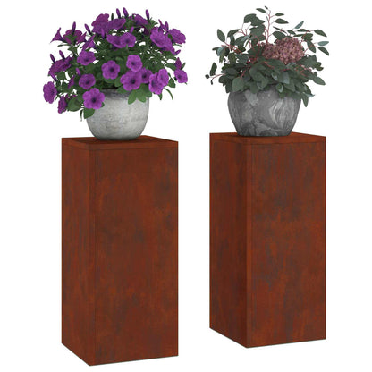 Plant Stand 2 pcs Rusty 24 x 24 x 55 cm Weathering Steel