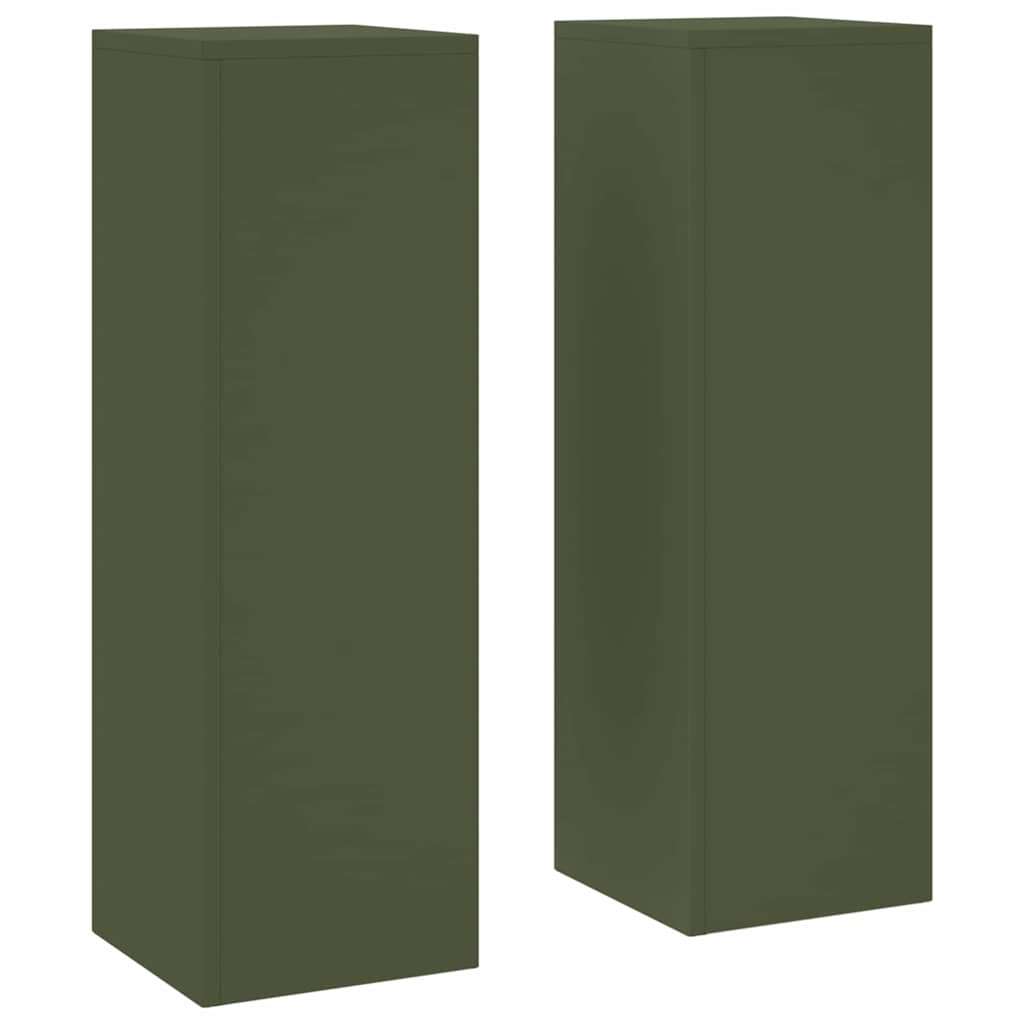 Plant Stand 2 pcs Olive green 24 x 24 x 75 cm Steel