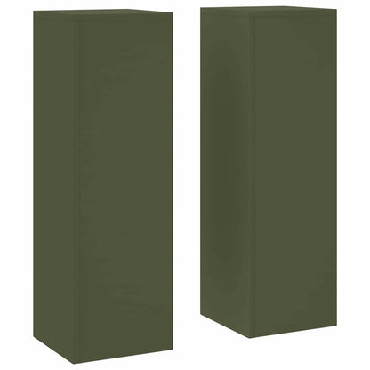 Plant Stand 2 pcs Olive green 24 x 24 x 75 cm Steel