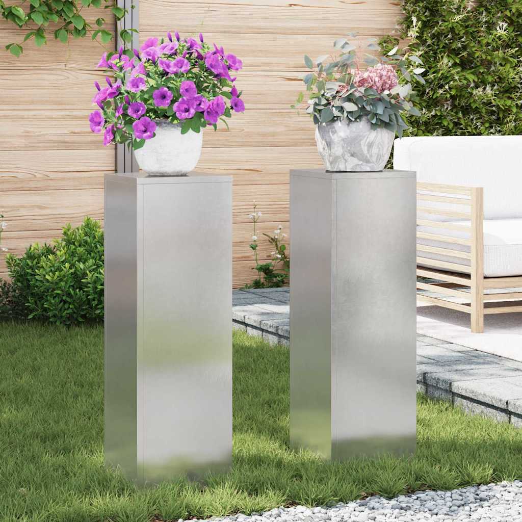 Plant Stand 2 pcs Silver 24 x 24 x 75 cm Stainless steel