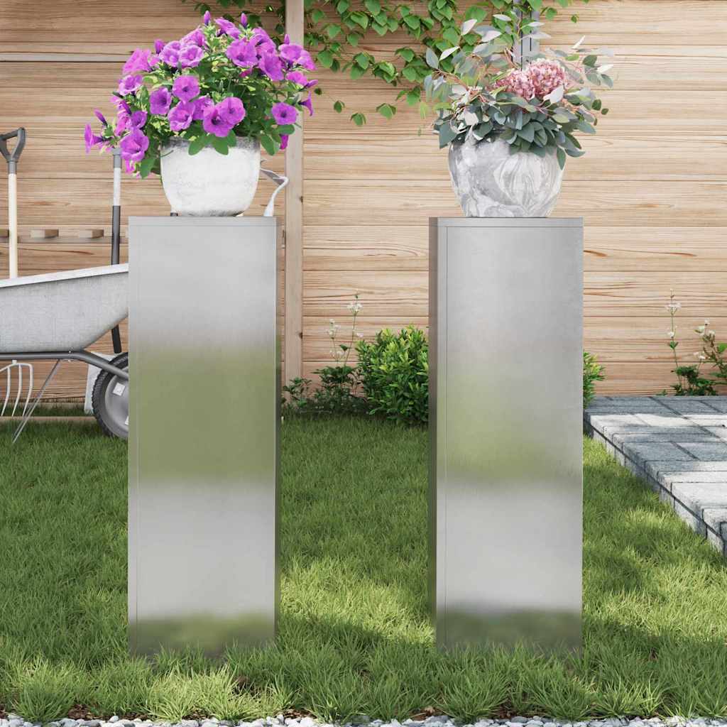Plant Stand 2 pcs Silver 24 x 24 x 75 cm Stainless steel