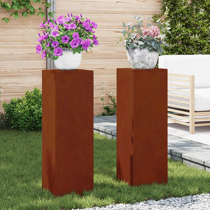 Plant Stand 2 pcs Rusty 24 x 24 x 75 cm Weathering Steel