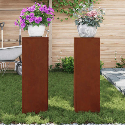 Plant Stand 2 pcs Rusty 24 x 24 x 75 cm Weathering Steel