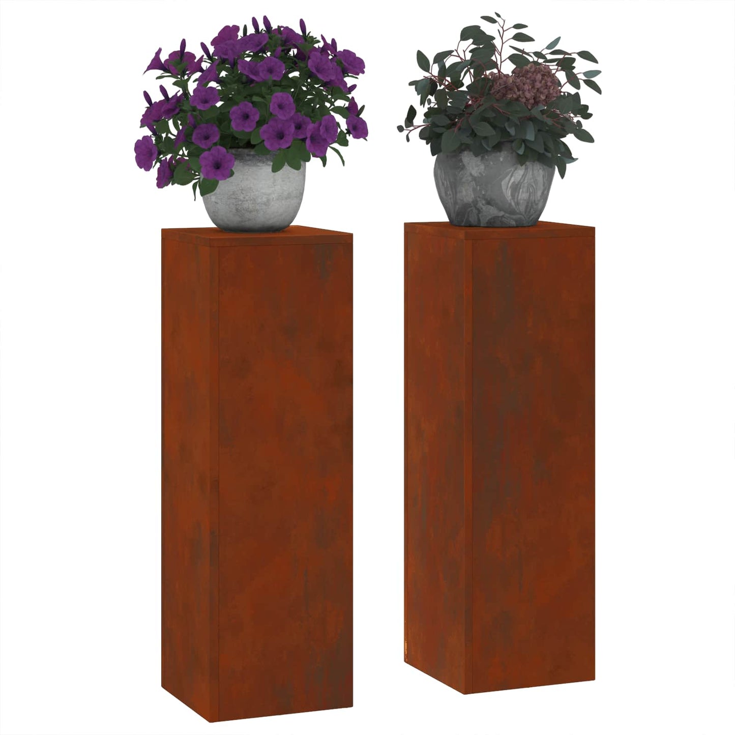 Plant Stand 2 pcs Rusty 24 x 24 x 75 cm Weathering Steel