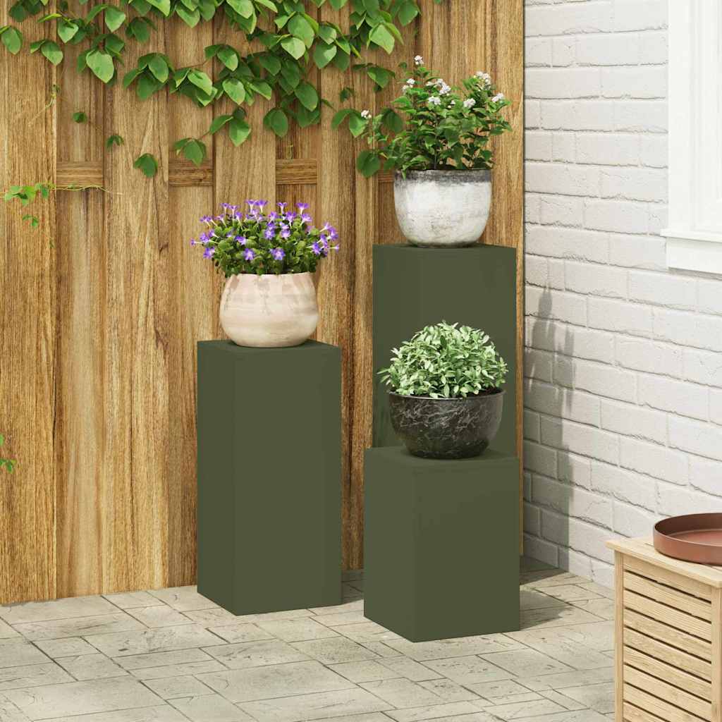Plant Stand 3 pcs Olive green Steel
