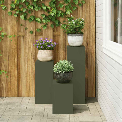 Plant Stand 3 pcs Olive green Steel