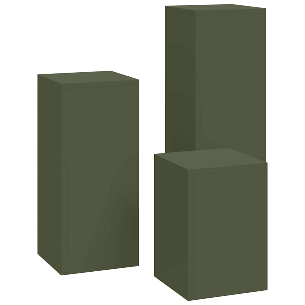 Plant Stand 3 pcs Olive green Steel