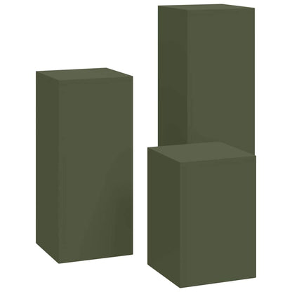 Plant Stand 3 pcs Olive green Steel