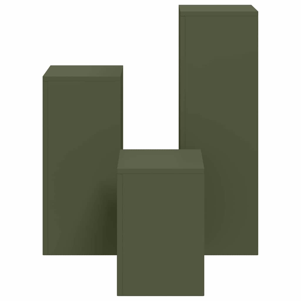 Plant Stand 3 pcs Olive green Steel