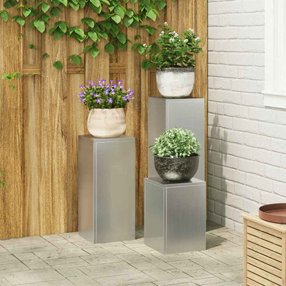 Plant Stand 3 pcs Silver Galvanised steel